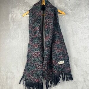 Mucros Weavers Ireland Boucle Wool Scarf Multi Color Purple Green Pink Fringed